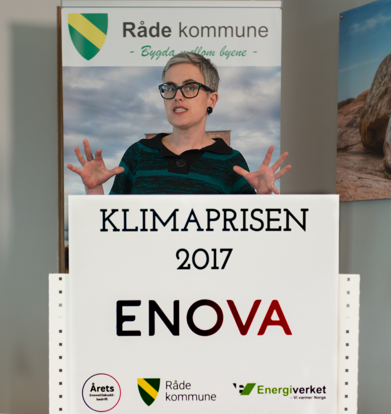 Prosjektkoordinator Guro Nereng fra Klima Østfold i forbindelse med utdelingen av Enovas Klimapris til Energiverket AS
