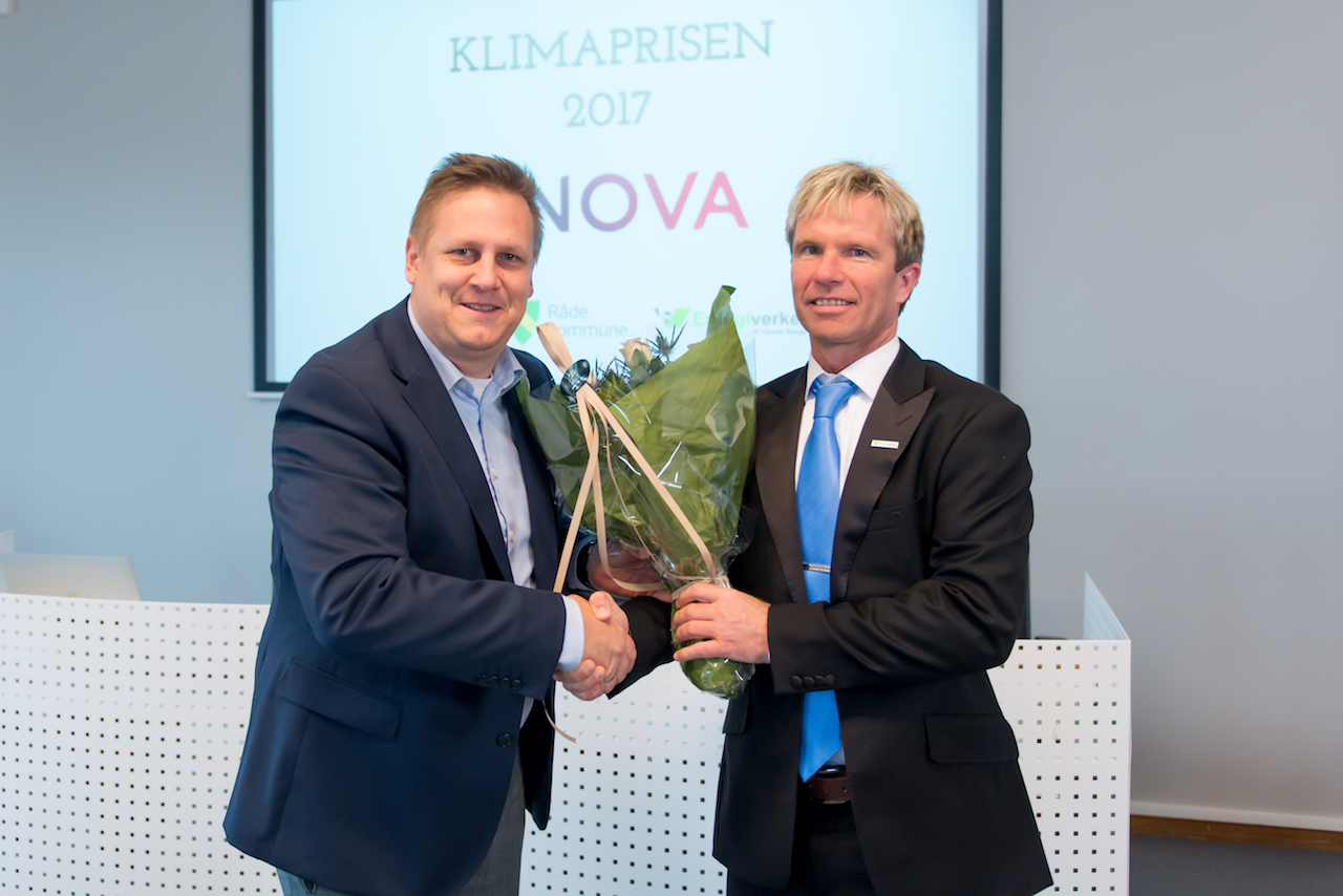 Rene Rafshol og Richard Granskogli i forbindelse med utdelingen av Klimakrisen fra Enova 3.mai 2018